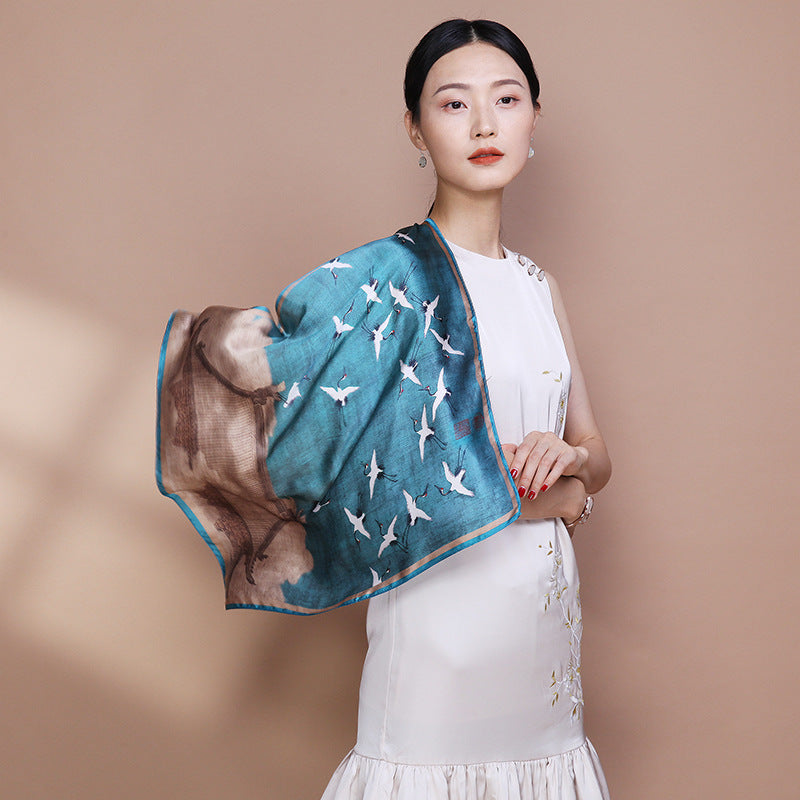Delicate Pattern Silk Scarf
