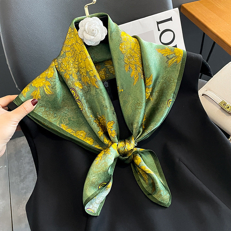 Women's Elegant Printed Mulberry Silk Scarf