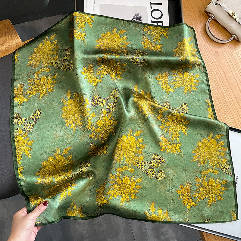 Women's Elegant Printed Mulberry Silk Scarf