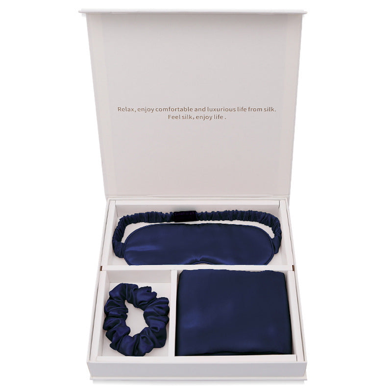 Real Silk Sleeping Eye Mask, Hair Loop and Pillowcase Set