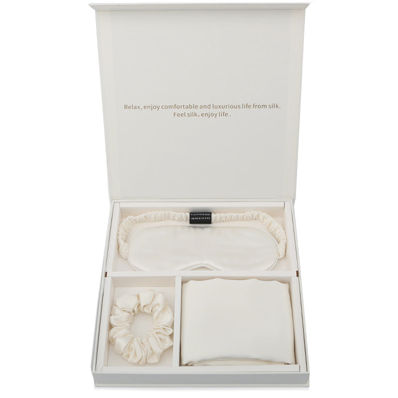 Real Silk Sleeping Eye Mask, Hair Loop and Pillowcase Set