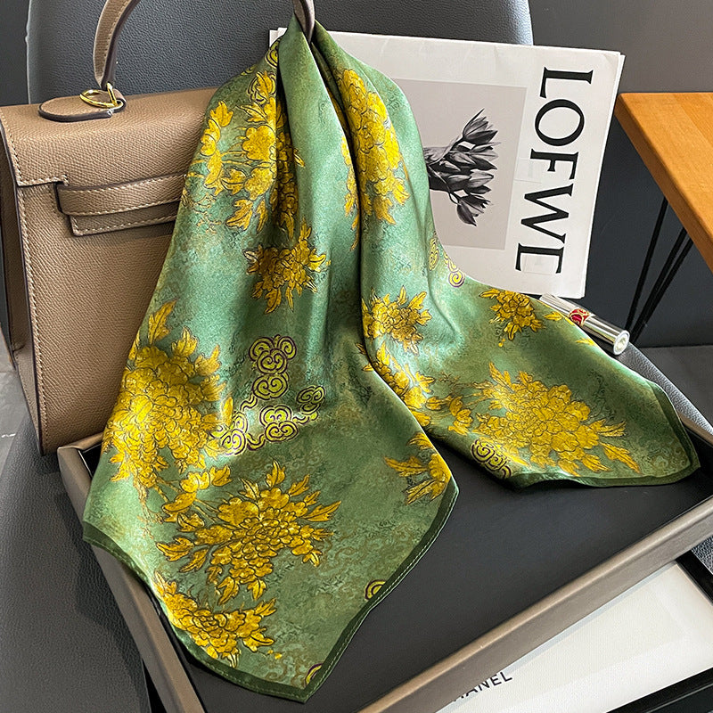 Women's Elegant Printed Mulberry Silk Scarf