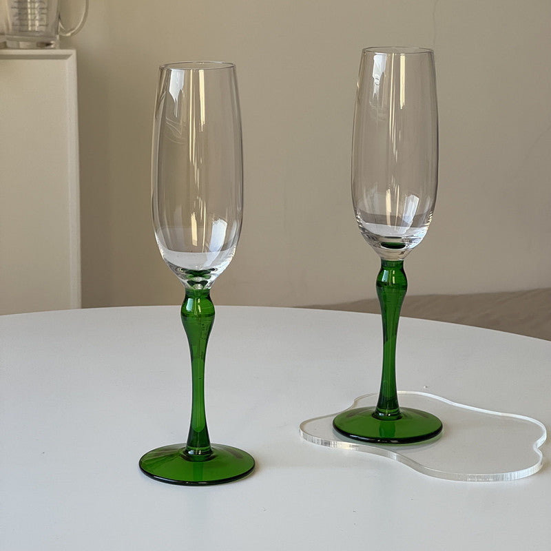 Tall Emerald Sparkling Wine Glass