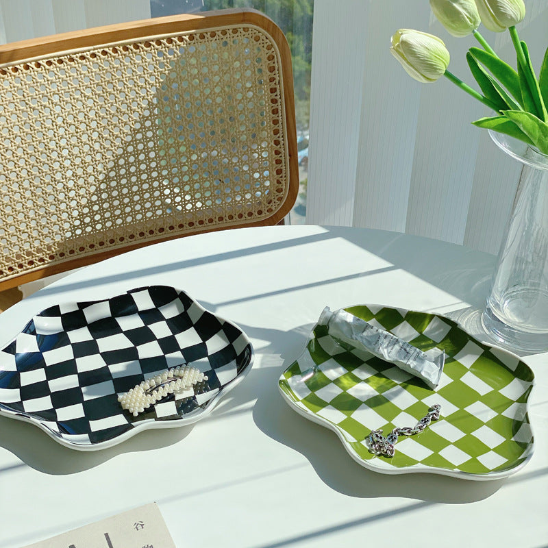 Checkered Ceramic Jewellery Tray