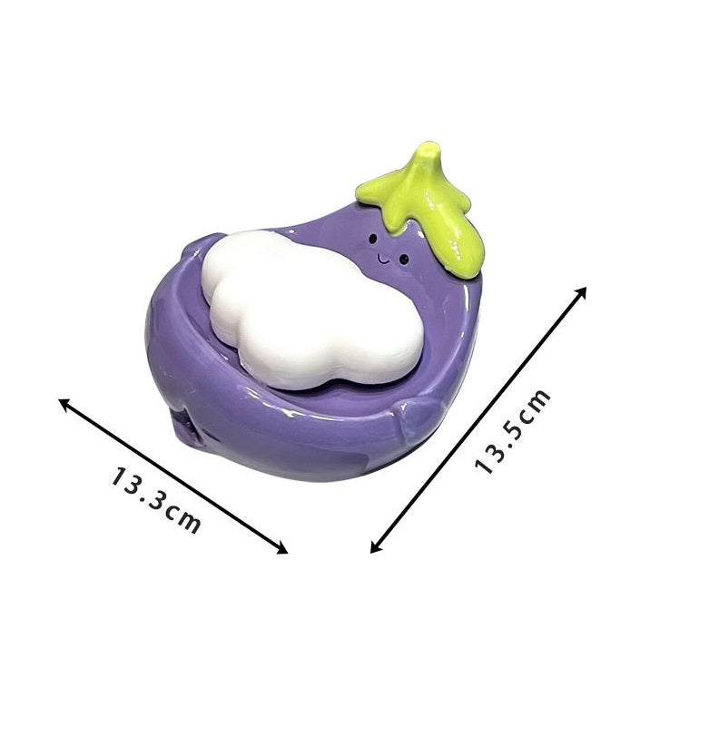 Ceramic Eggplant Draining Soap Dish