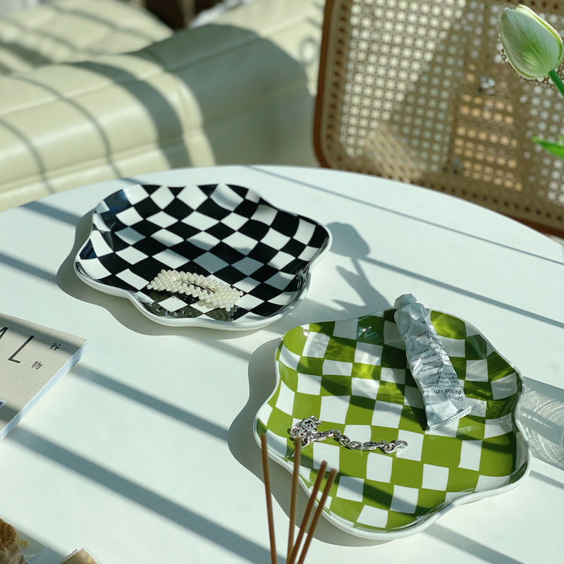 Checkered Ceramic Jewellery Tray