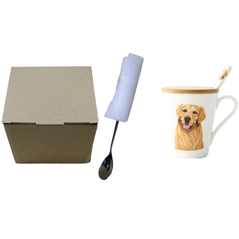 Animal Corgi Dog Ceramic Cup And Spoon Set