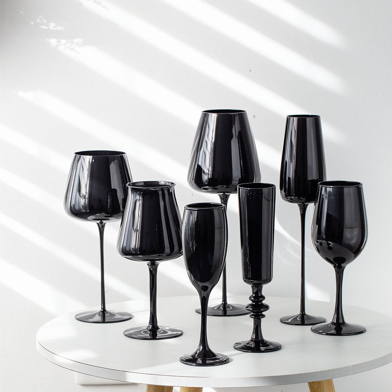 Black Porcelain Crystal Wine Glass