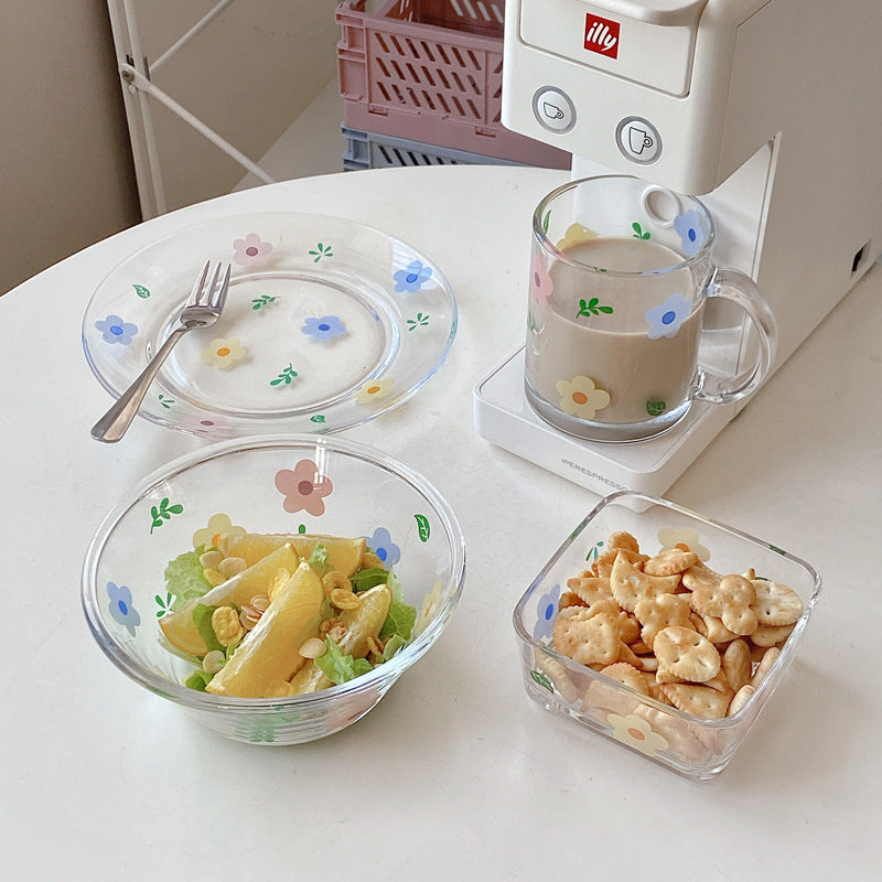 Japanese And Korean Fresh Glass Dishes Set