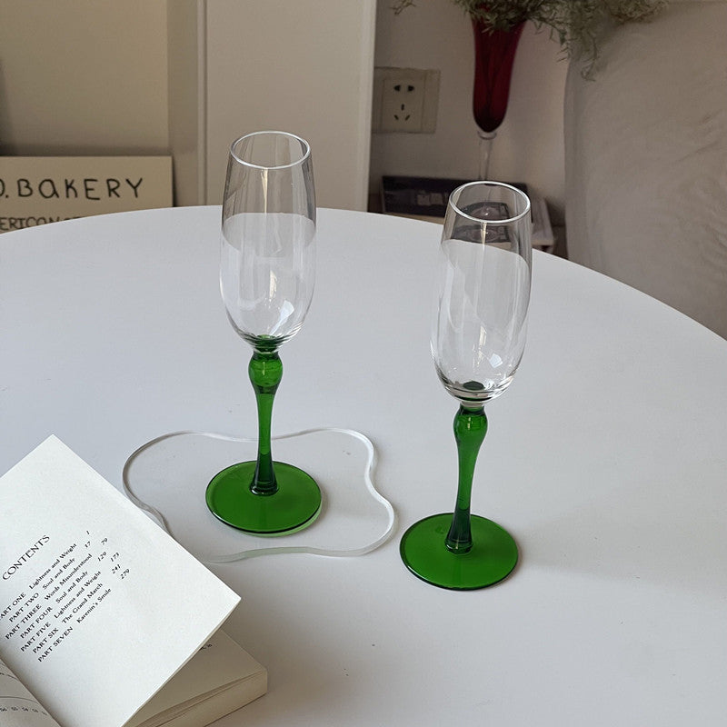 Tall Emerald Sparkling Wine Glass