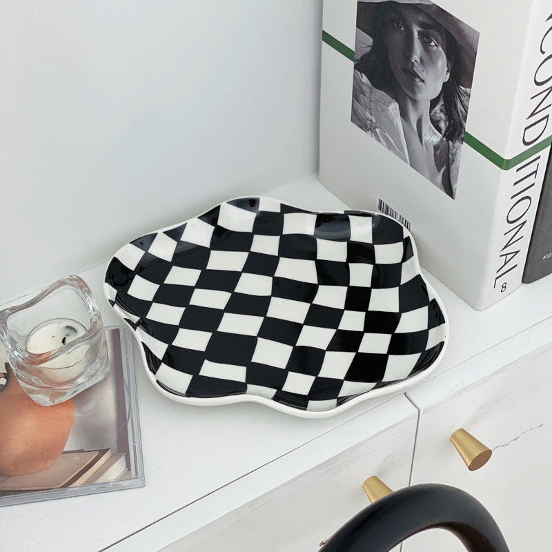 Checkered Ceramic Jewellery Tray