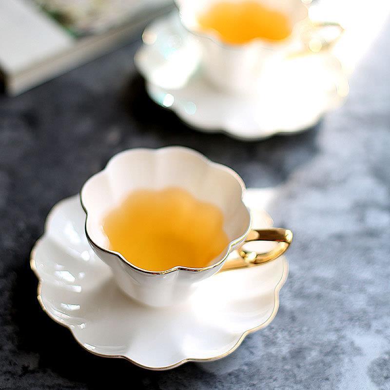 Hand-Painted Gold Edge Cup, Saucer and Teaspoon Set