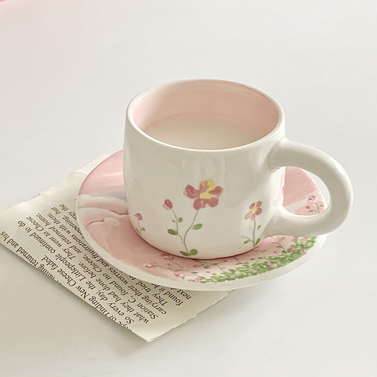 Pink Floral Mug And Saucer Set