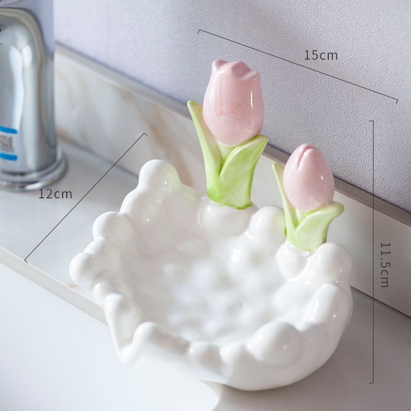 Cute Flowers Ceramic Soap Dish