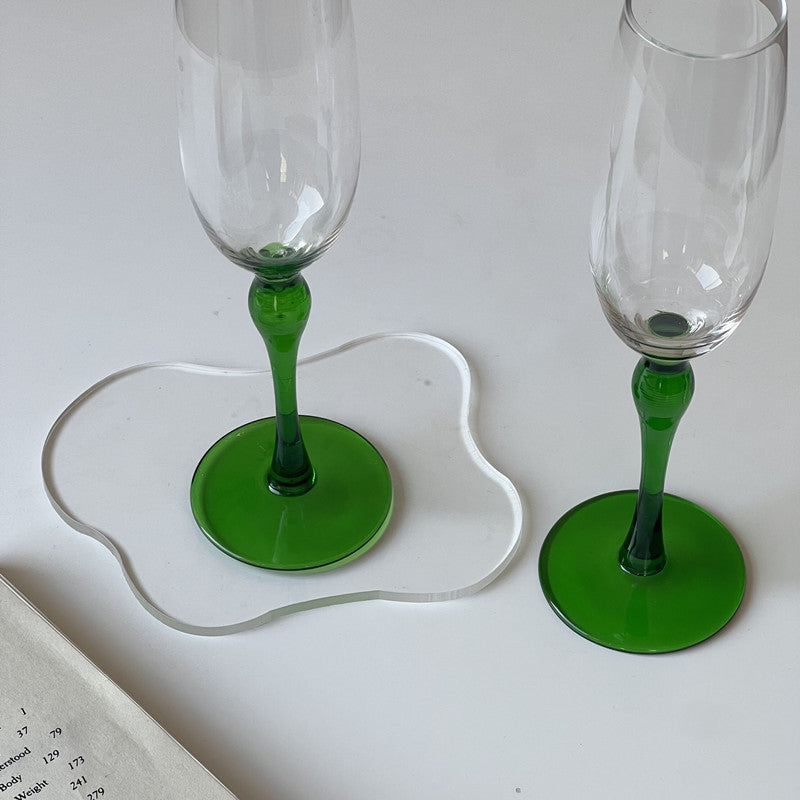 Tall Emerald Sparkling Wine Glass