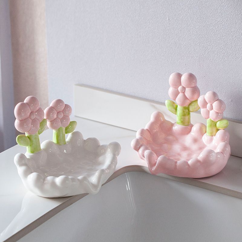 Cute Flowers Ceramic Soap Dish