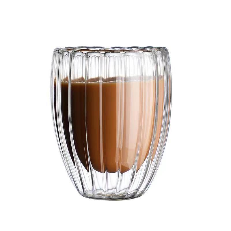 Striped Double Layer Glass Cup