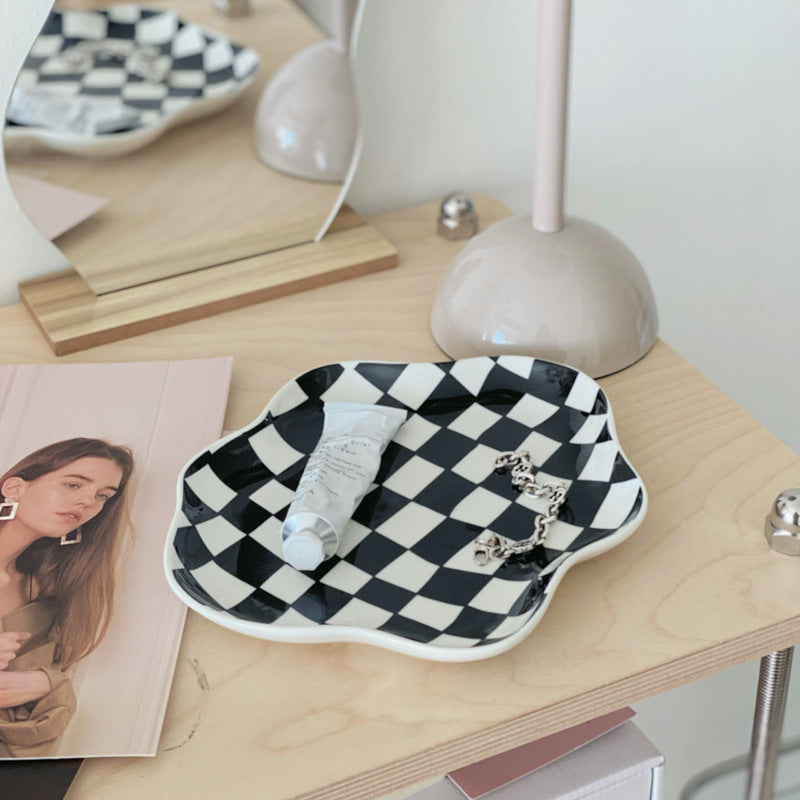 Checkered Ceramic Jewellery Tray