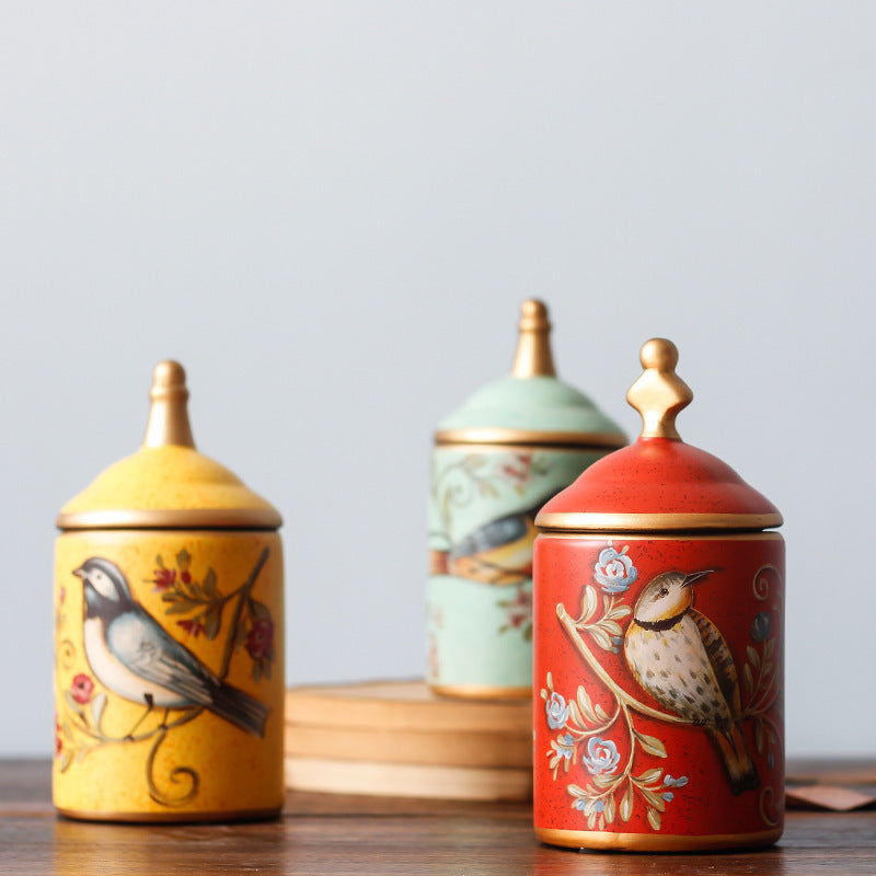 Bird Ceramic Storage Jar