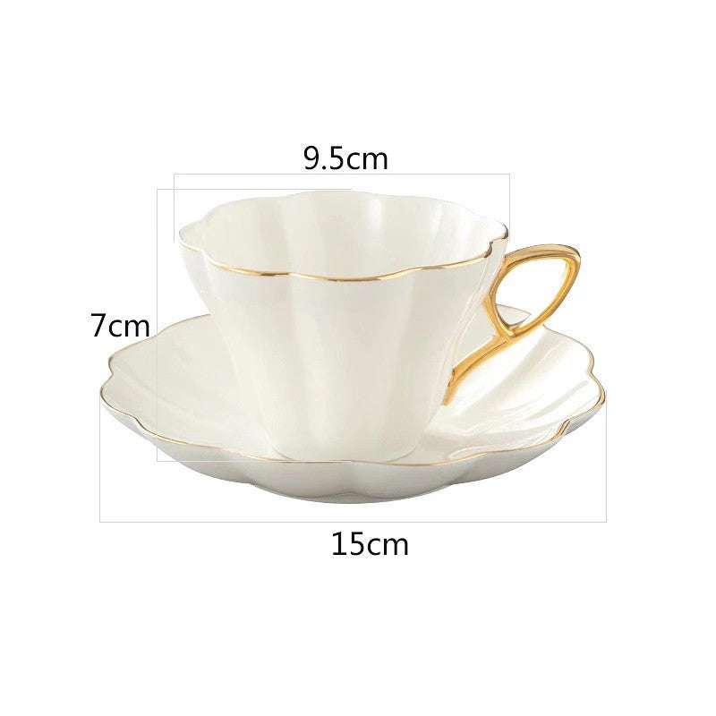 Hand-Painted Gold Edge Cup, Saucer and Teaspoon Set