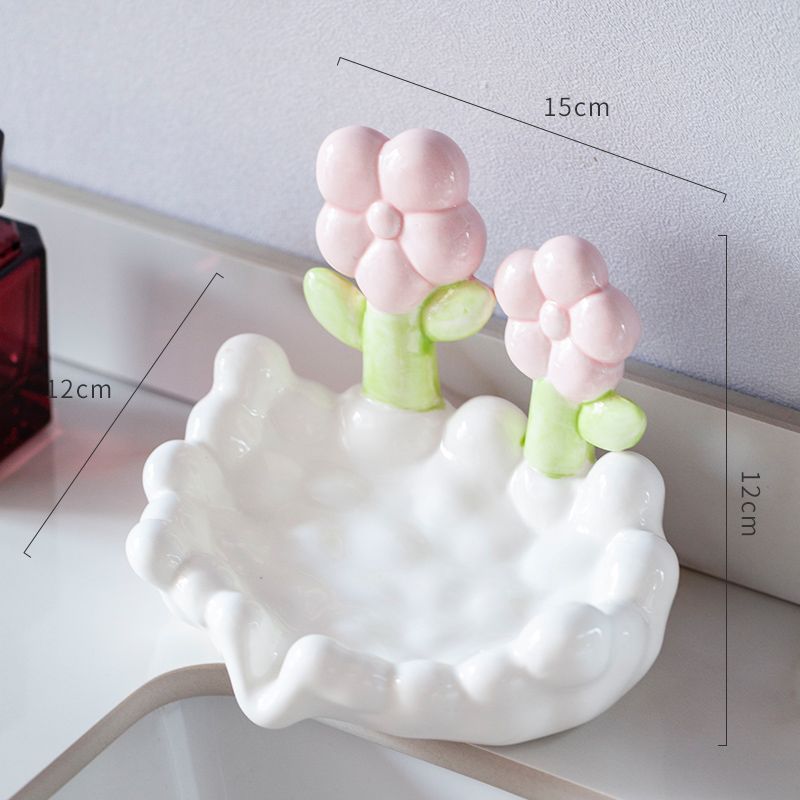 Cute Flowers Ceramic Soap Dish