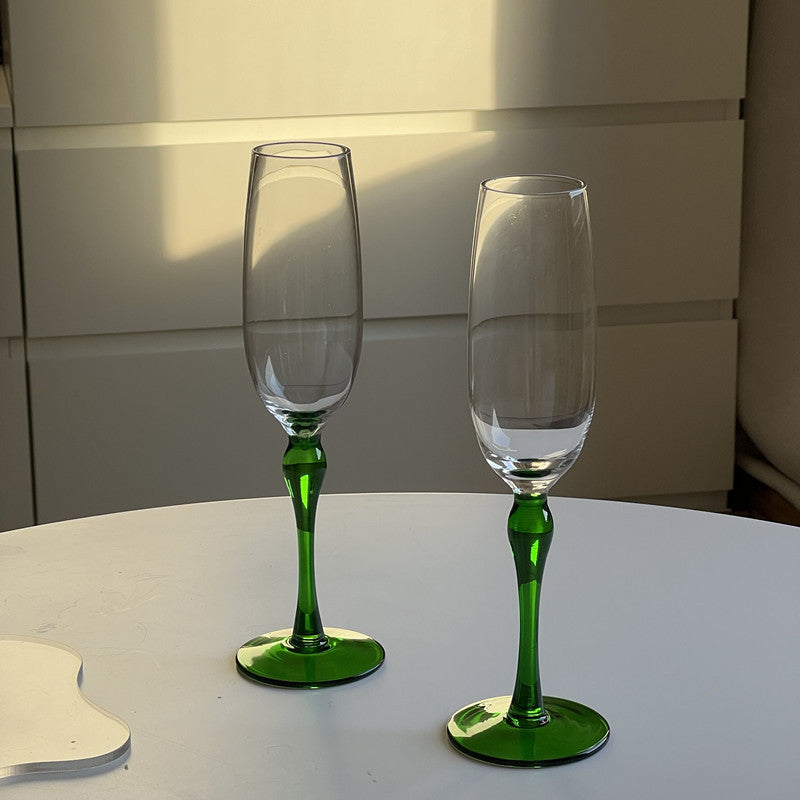 Tall Emerald Sparkling Wine Glass