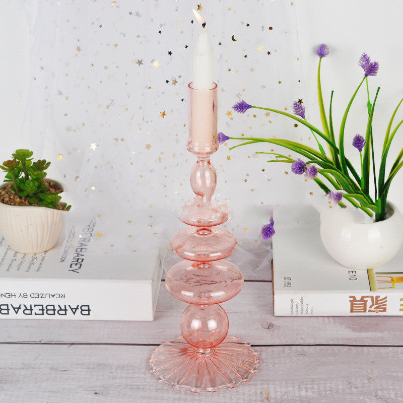 Hand Blown Candle Holder Glass Home Ornament