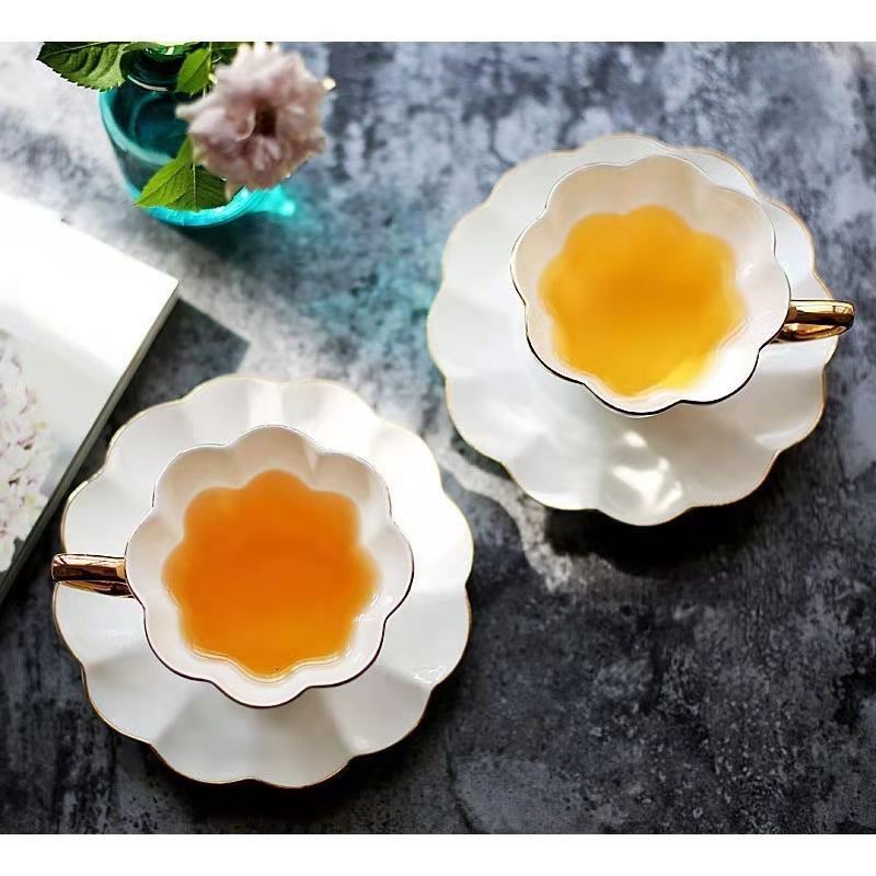 Hand-Painted Gold Edge Cup, Saucer and Teaspoon Set