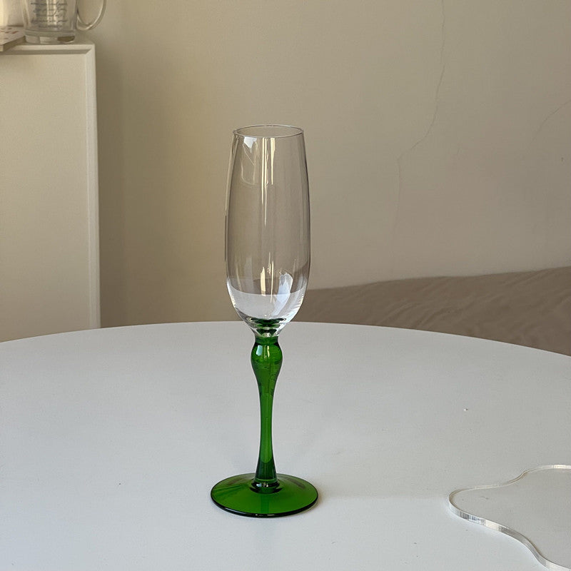 Tall Emerald Sparkling Wine Glass