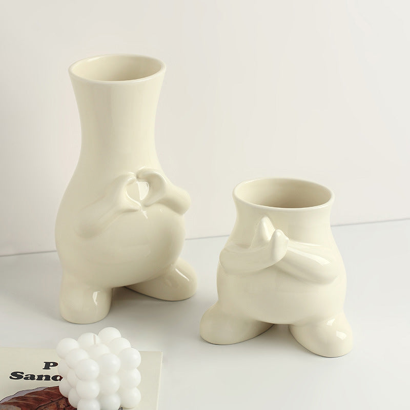 Cartoon Gesture Ceramic Vase