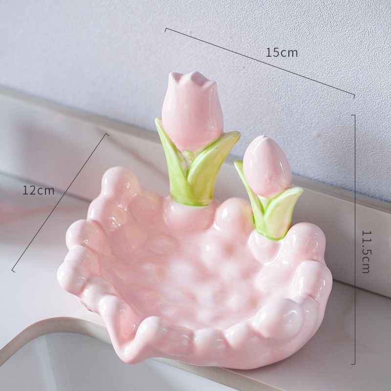 Cute Flowers Ceramic Soap Dish