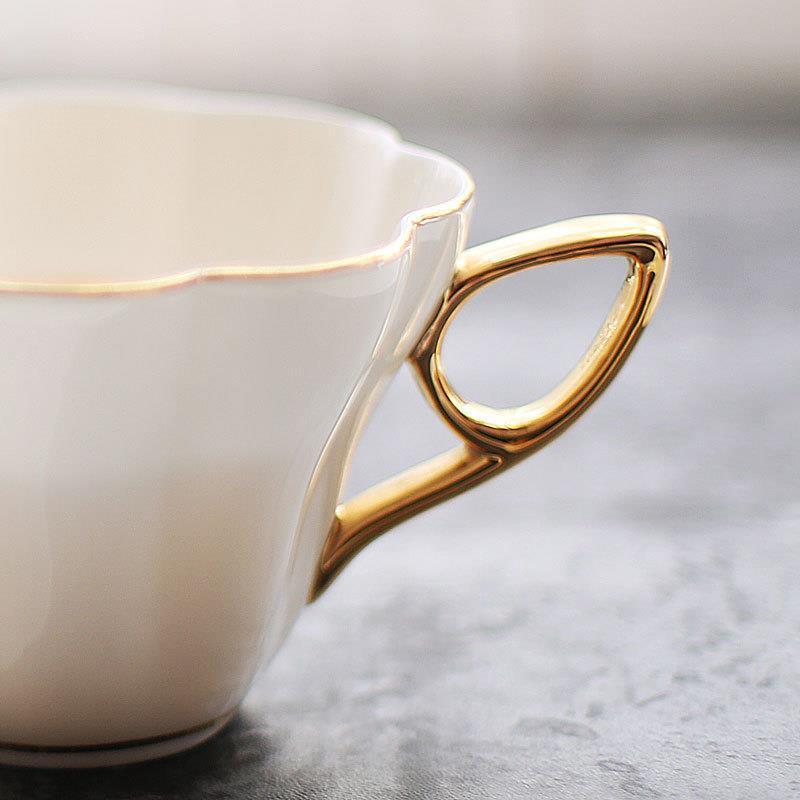 Hand-Painted Gold Edge Cup, Saucer and Teaspoon Set