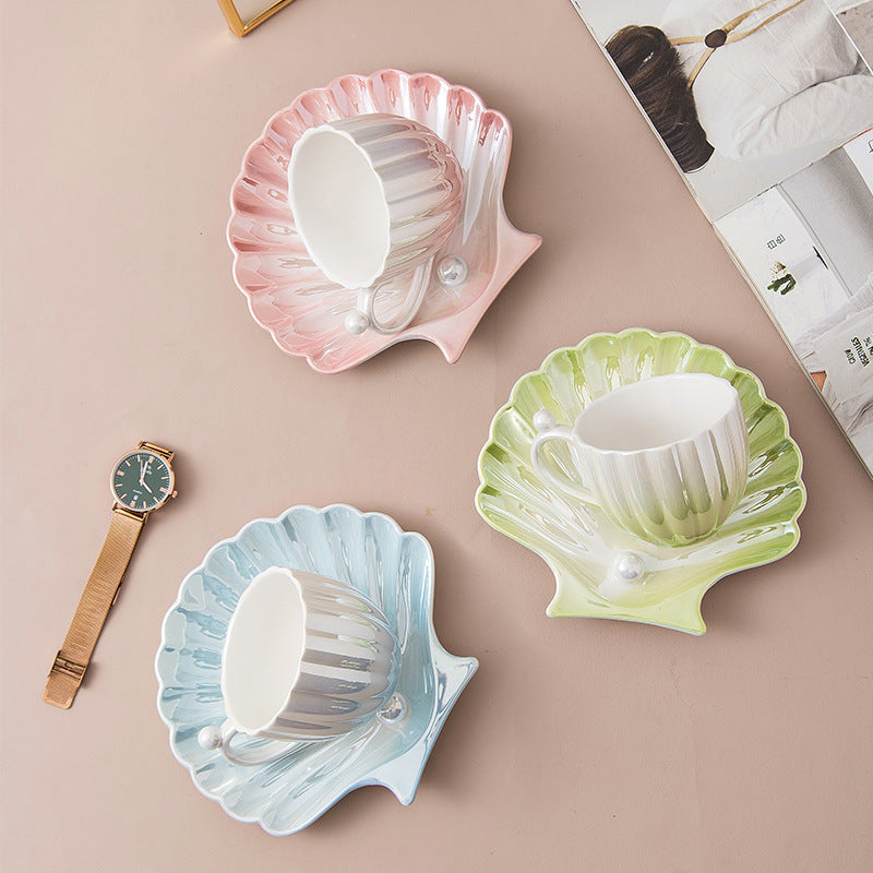 Shellfish Ceramic Cup And Saucer Set